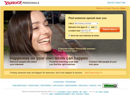 Yahoo!Personals screenshot 2009